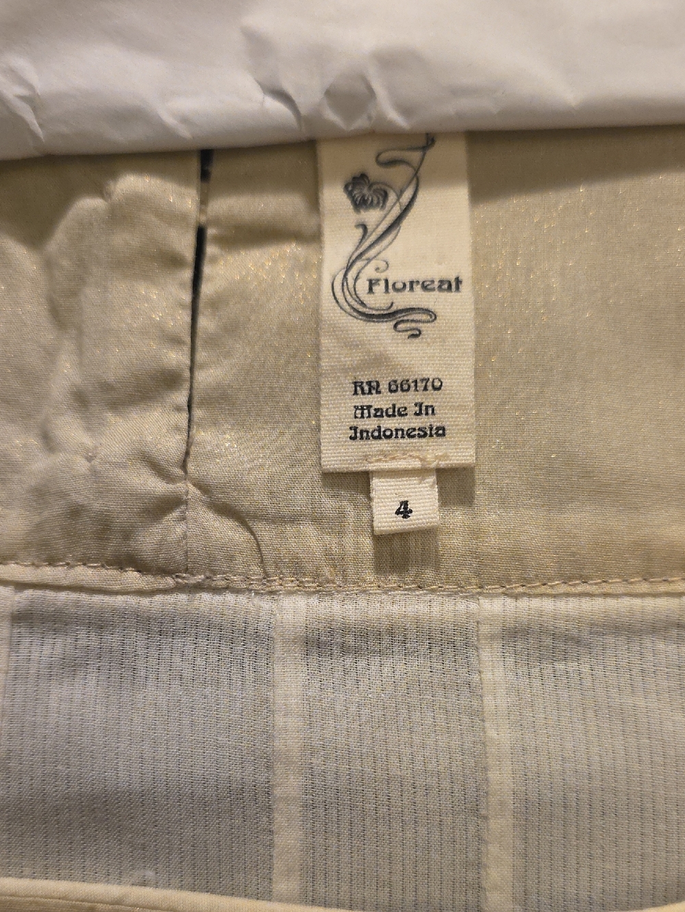 Anthropologie Floreat Cream Embroidered Cap-Sleeve Top with Contrast Hem - Picture 3 of 6